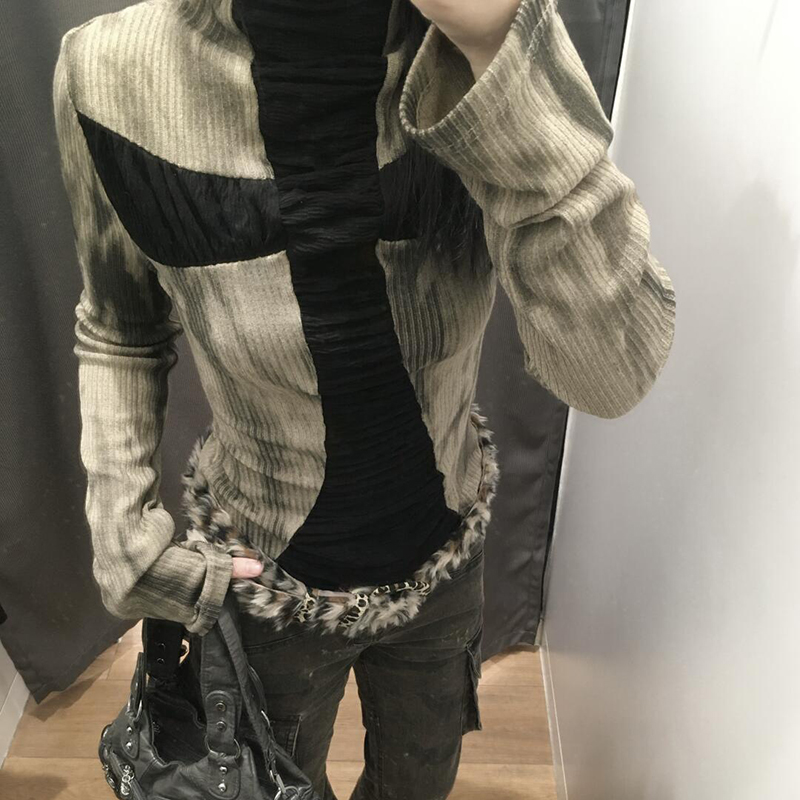 Turtleneck Knit 90S - Goth Cross subcultura tops ajustados cariño