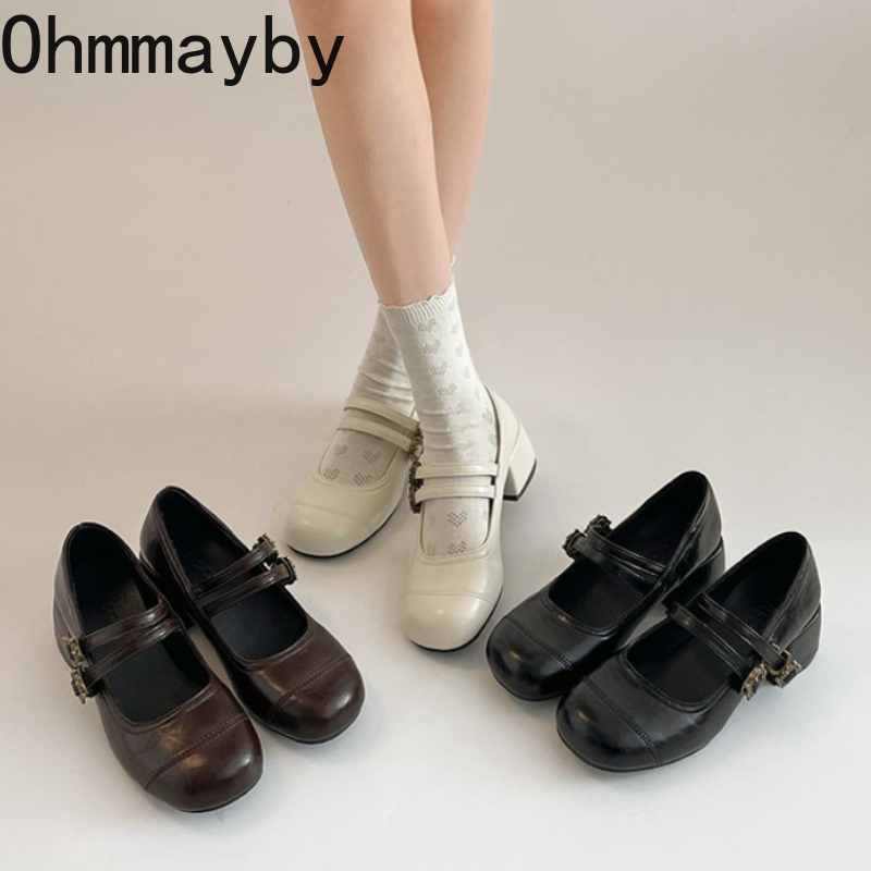 Vintage Fashion Women Dresses - Zapatos Vintage de tacón grueso para