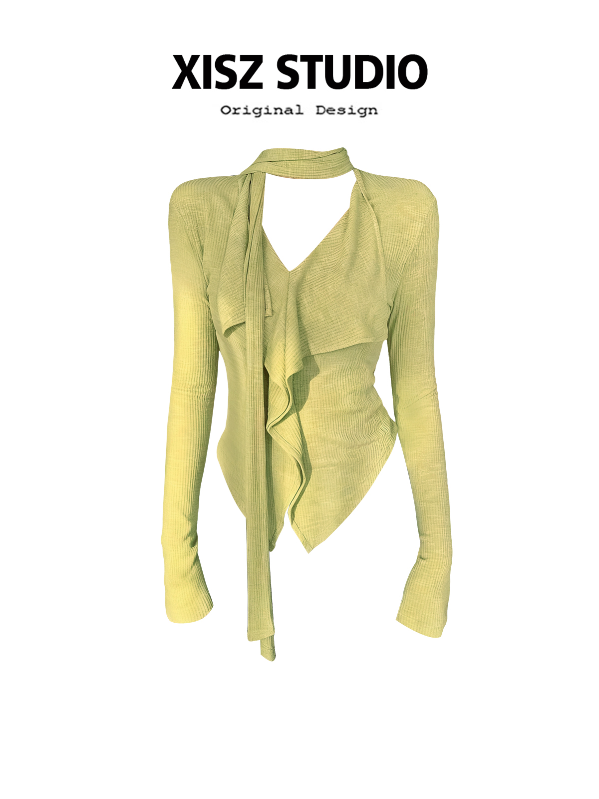 Turtleneck Knit 90S - Camiseta gótica amarilla para mujer, camiseta