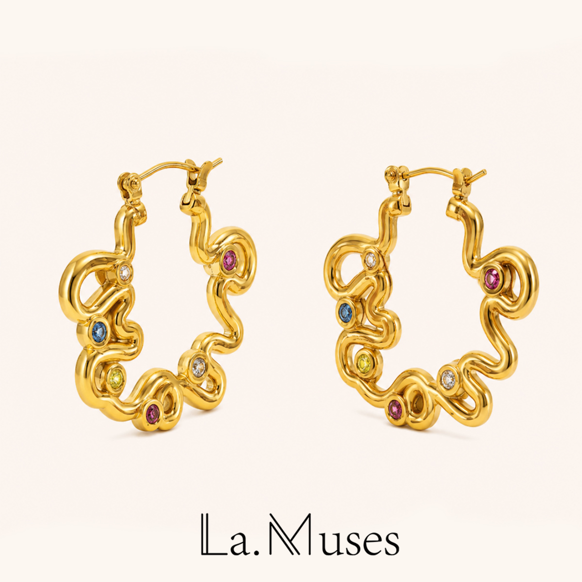 Vintage Fashion La - La. Muses-pendientes de acero inoxidable con