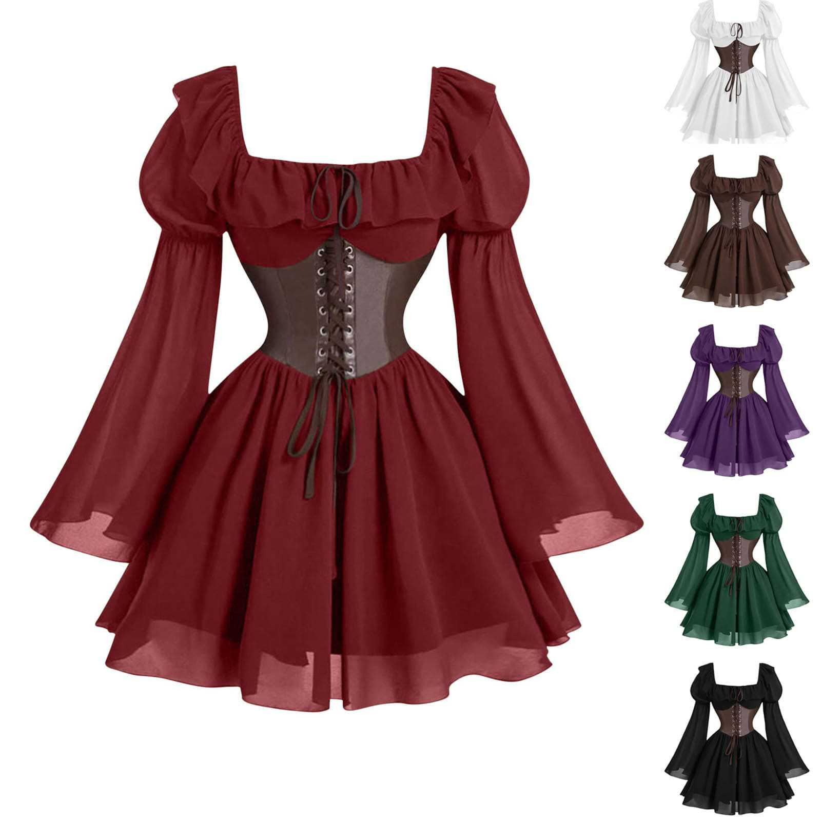Vintage Fashion Women Dresses - Vestido Medieval renacentista de manga larga