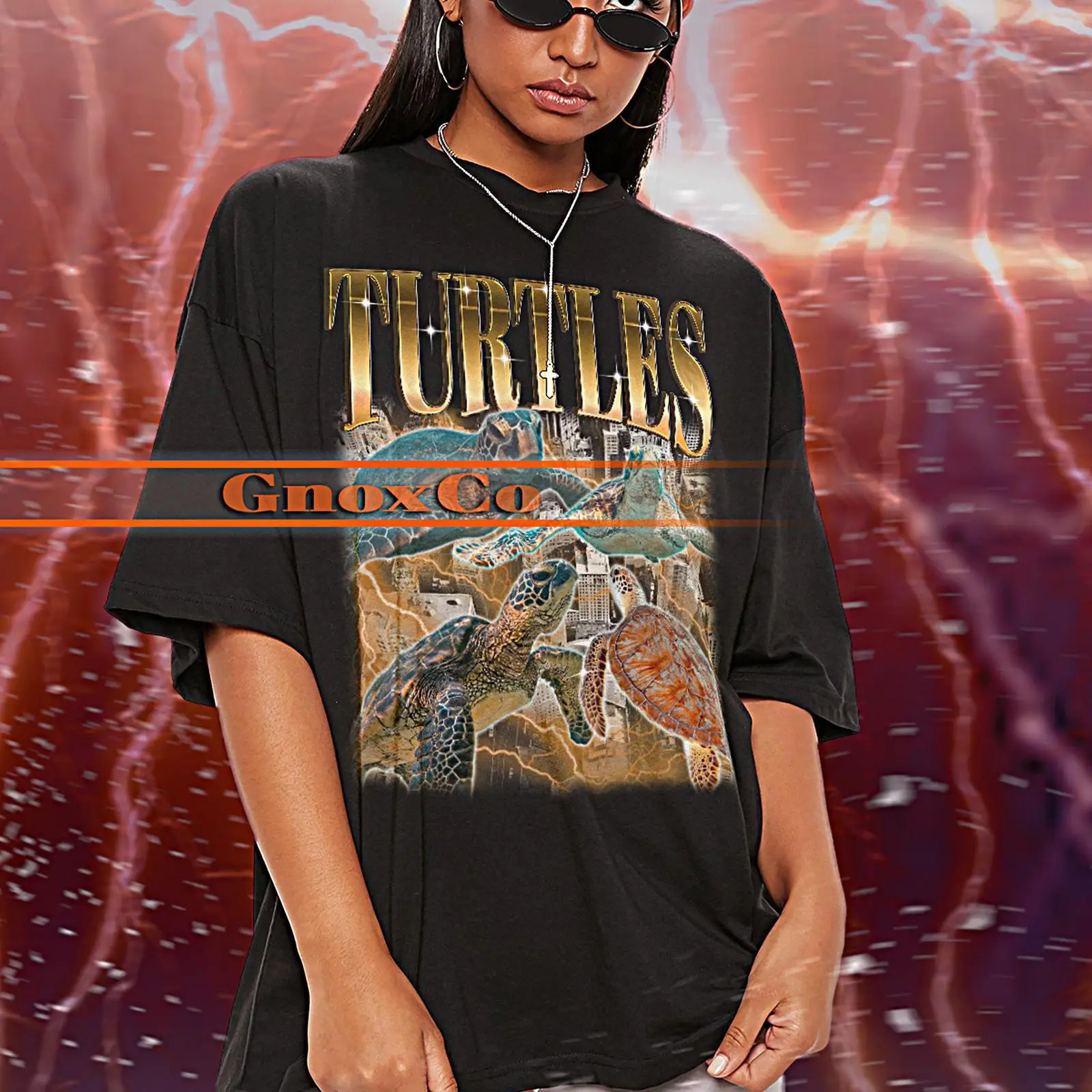 Turtleneck Knit 90S - Camiseta Retro Vintage de Tortugas de