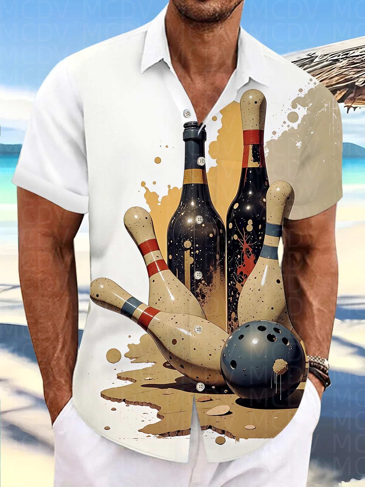 Bowling Shirt Camp - Camisa Hawaiana para Hombre con Estampado