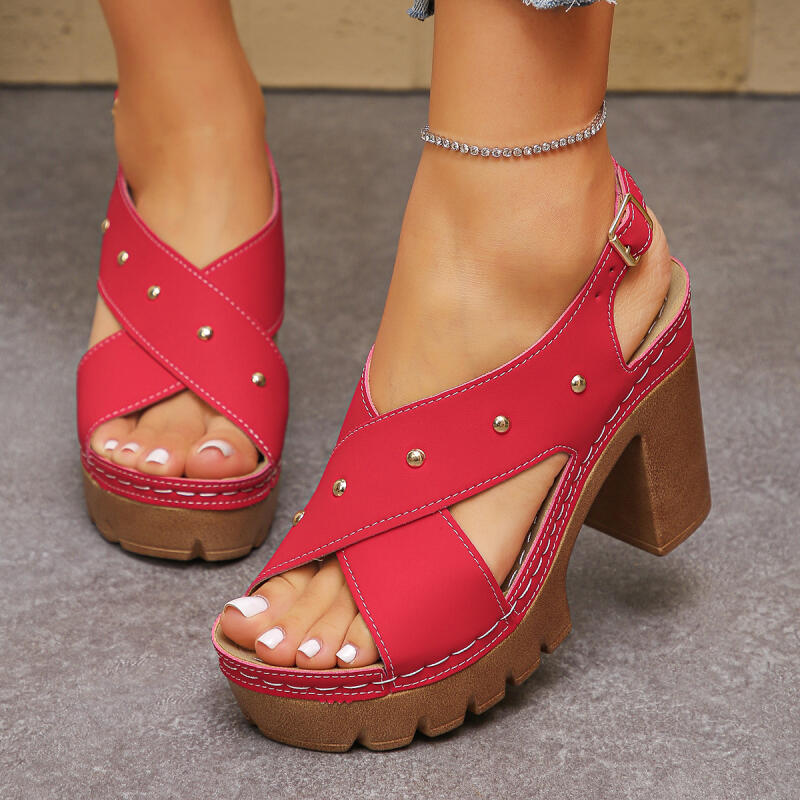 Vintage Fashion Women Dresses - Sandalias de gladiador con correa cruzada