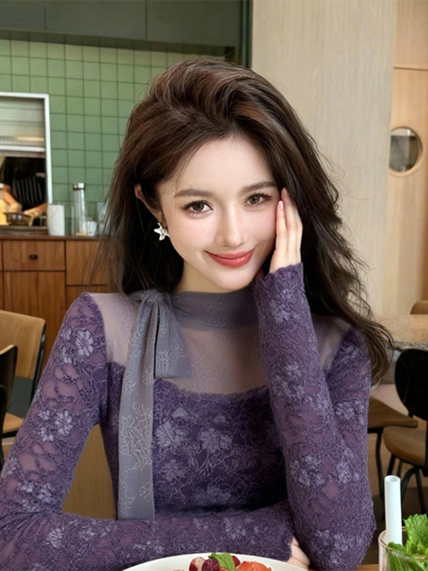 Camiseta Gótica Morada para Mu - Turtleneck Knit 90S reseña y precio