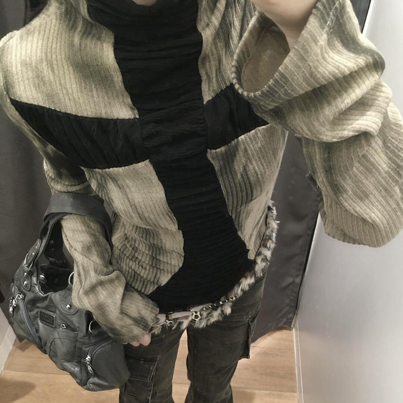 Goth Cross subcultura tops aju - Turtleneck Knit 90S reseña y precio