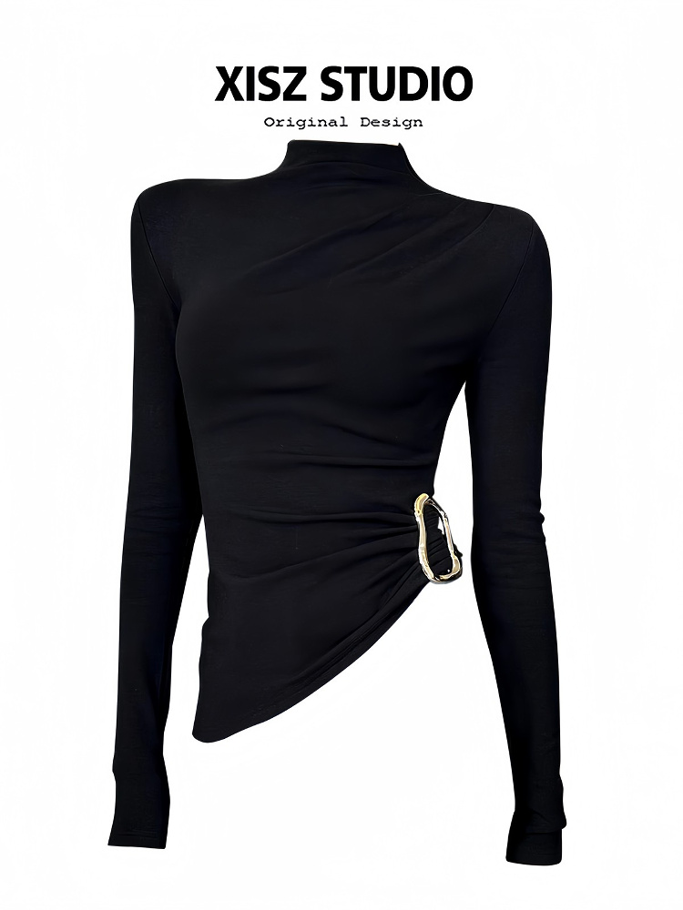 Camiseta gótica negra para muj - Turtleneck Knit 90S reseña y precio