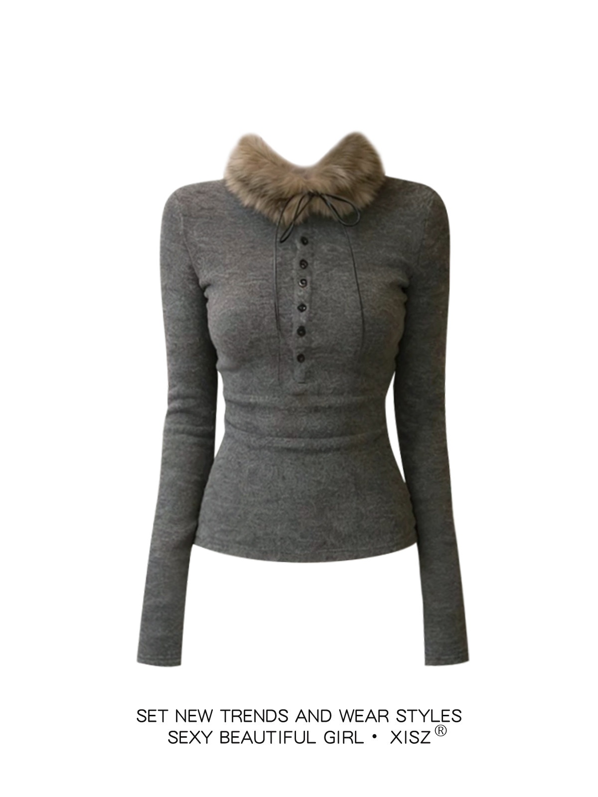 Camiseta gótica gris para muje - Turtleneck Knit 90S reseña y precio