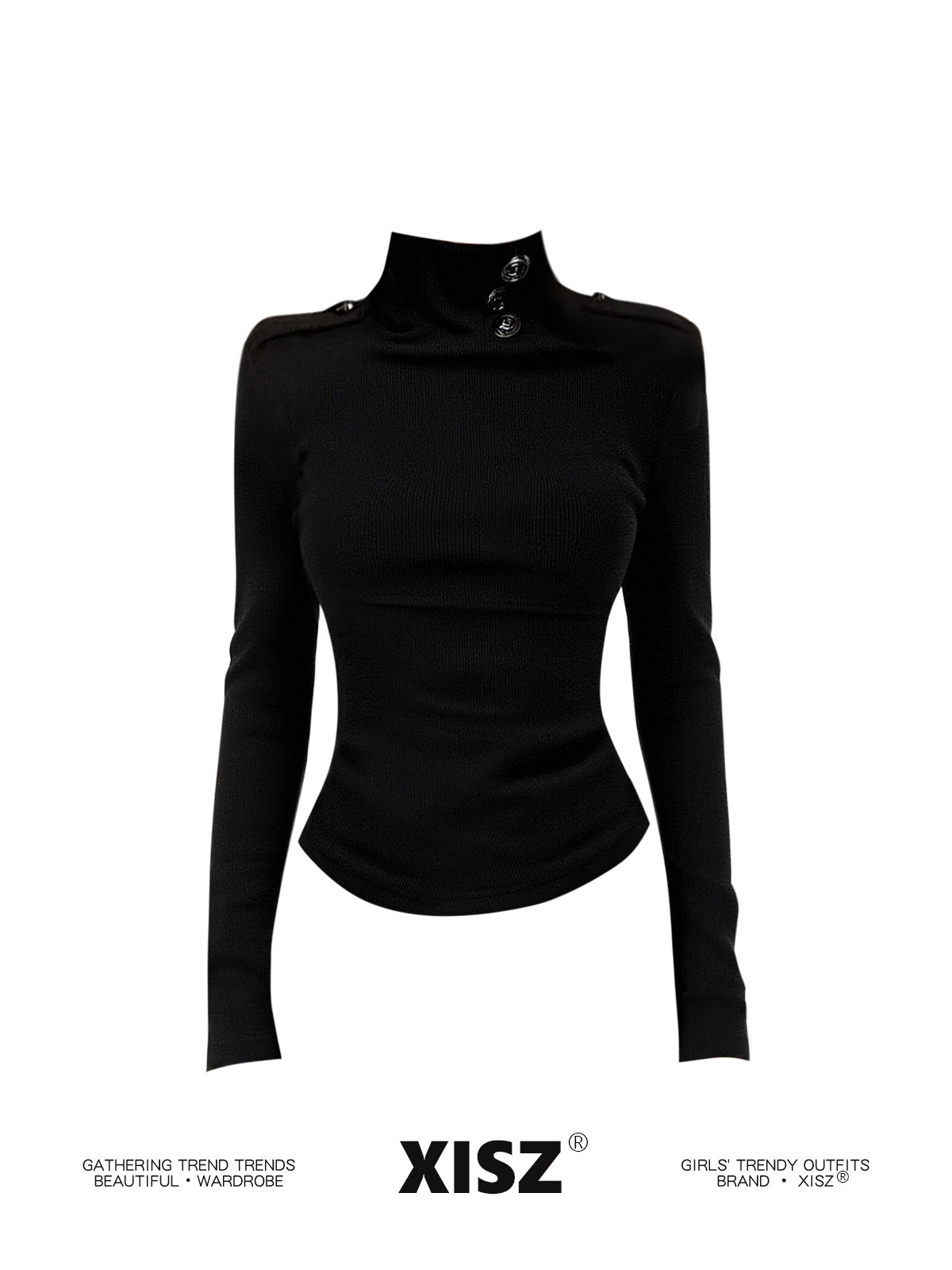 Camiseta gótica negra para muj - Turtleneck Knit 90S reseña y precio