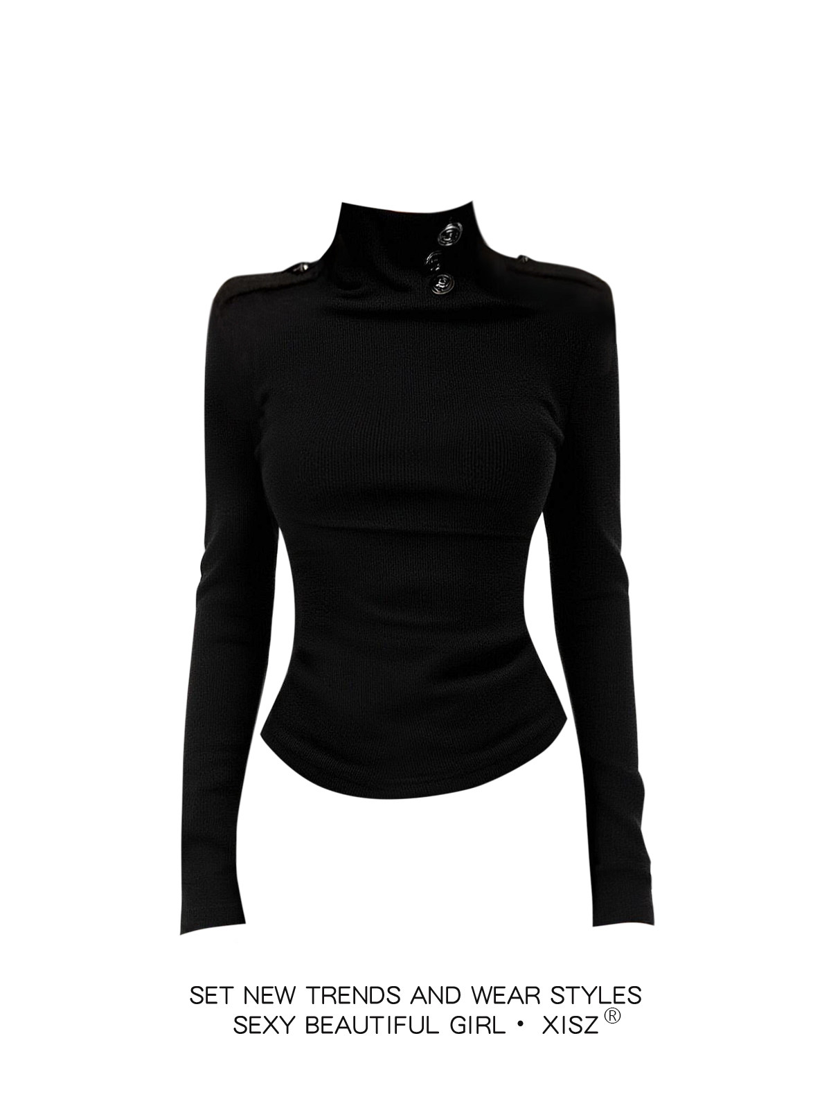 Camiseta gótica negra para muj - Turtleneck Knit 90S reseña y precio