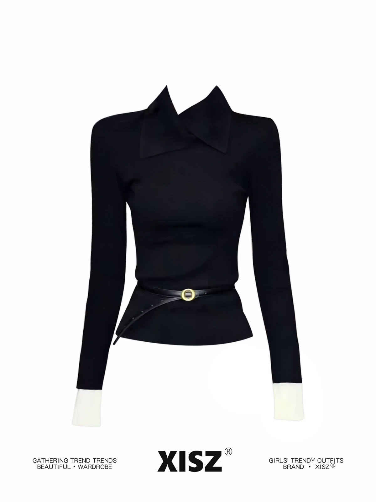 Camiseta gótica negra para muj - Turtleneck Knit 90S reseña y precio