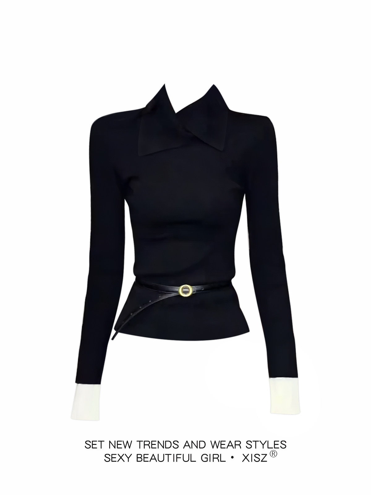 Camiseta gótica negra para muj - Turtleneck Knit 90S reseña y precio