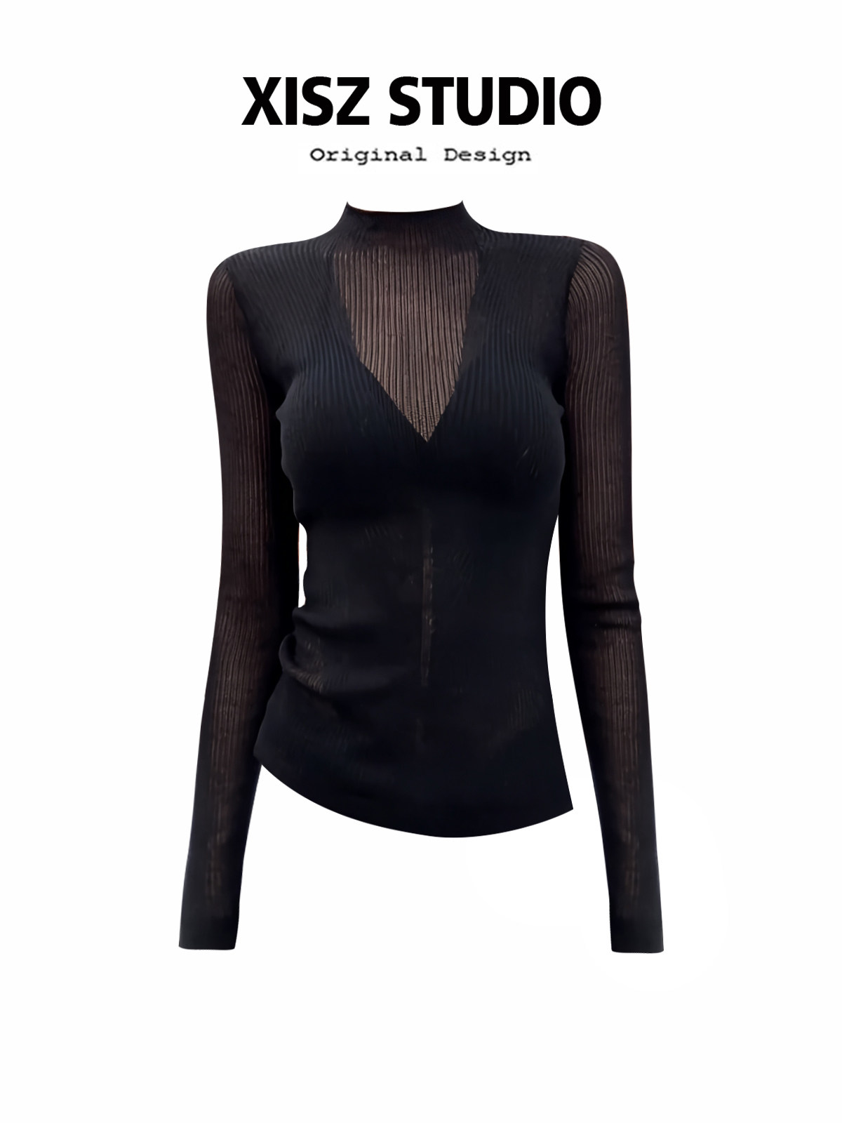 Camiseta Gótica Negra para Muj - Turtleneck Knit 90S reseña y precio