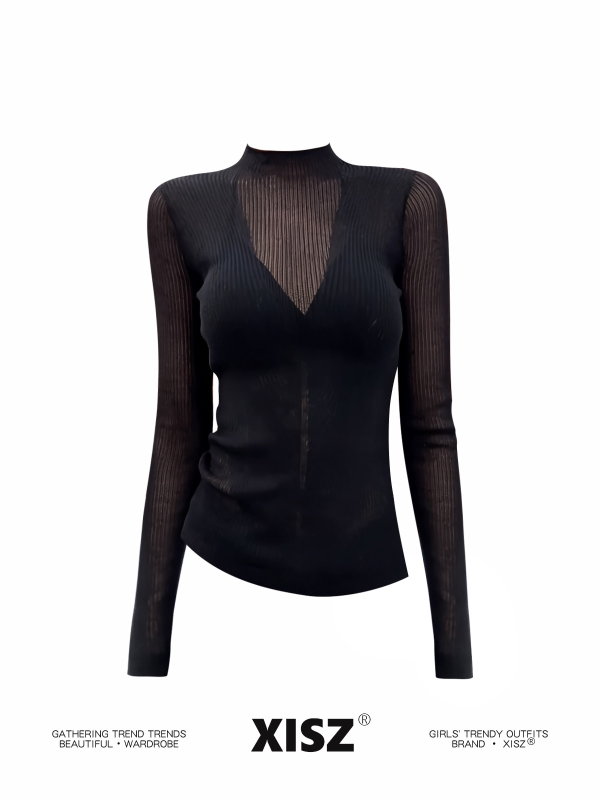 Camiseta Gótica Negra para Muj - Turtleneck Knit 90S reseña y precio