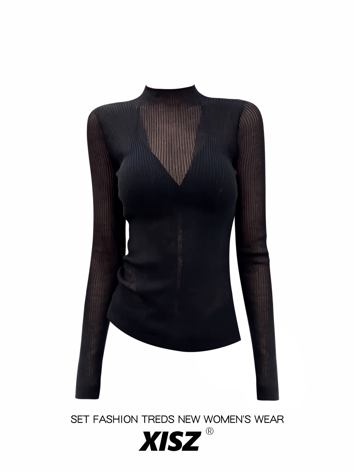 Camiseta Gótica Negra para Muj - Turtleneck Knit 90S reseña y precio