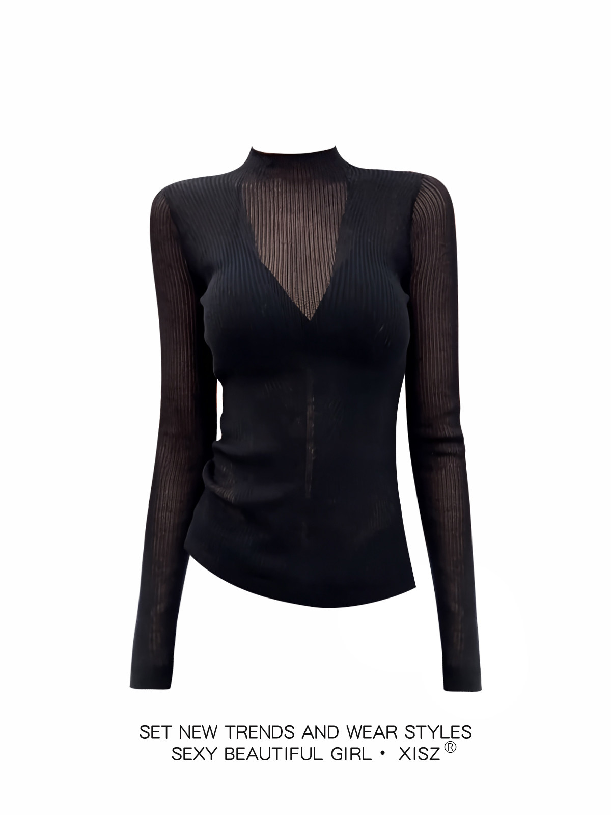 Camiseta Gótica Negra para Muj - Turtleneck Knit 90S reseña y precio